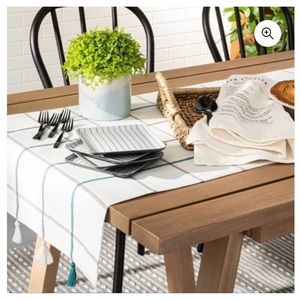 Target Hearth & Hand Magnolia Oversized Windowpane Plaid Tassel Table Runner